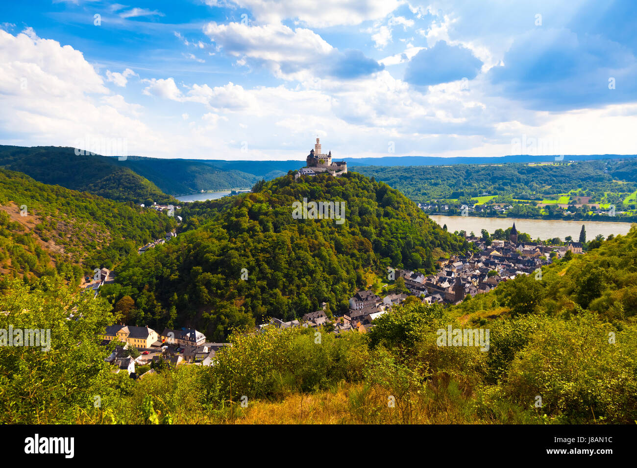city, town, rhine, middle rhine valley, rhineland, chateau, castle, house, Stock Photo