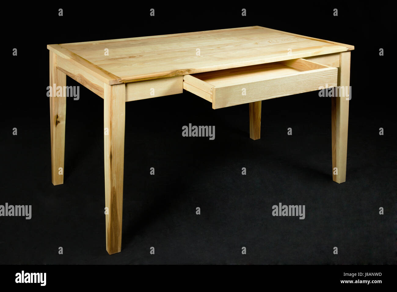 desk, furniture, wood, institution, piece of furniture, table, apartment Stock Photo