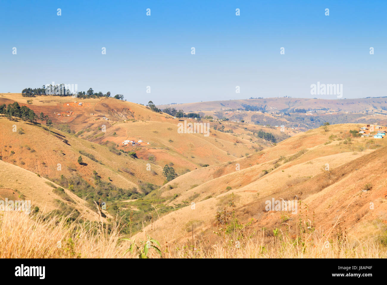 Valley of a Thousand hills landscape. Green hills panorama. South