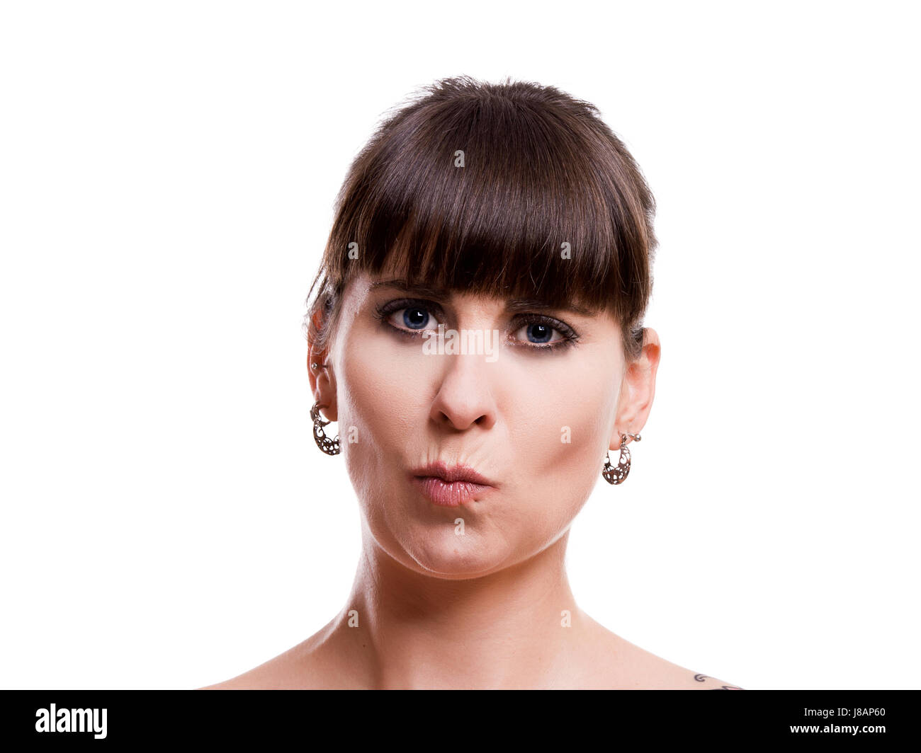 woman, beautiful, beauteously, nice, face, portrait, boring, expression, young Stock Photo Alamy