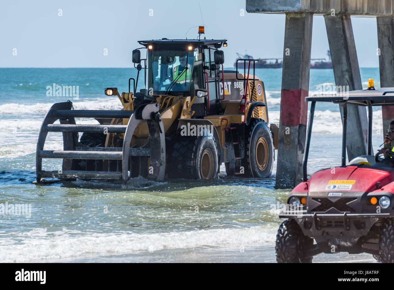 Post-hurricane beach restoration dredging operation on Jacksonville Beach in Northeast Florida. (USA) Stock Photo