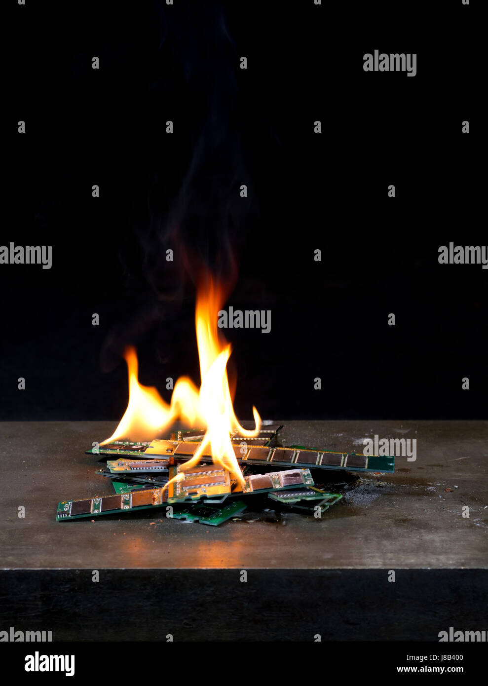 electronics, engineering, green, fire, conflagration, virtual memory, memory, Stock Photo