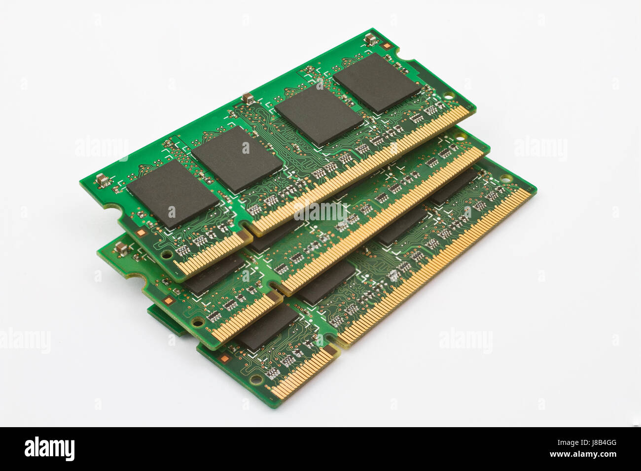 three stacked memory modules Stock Photo