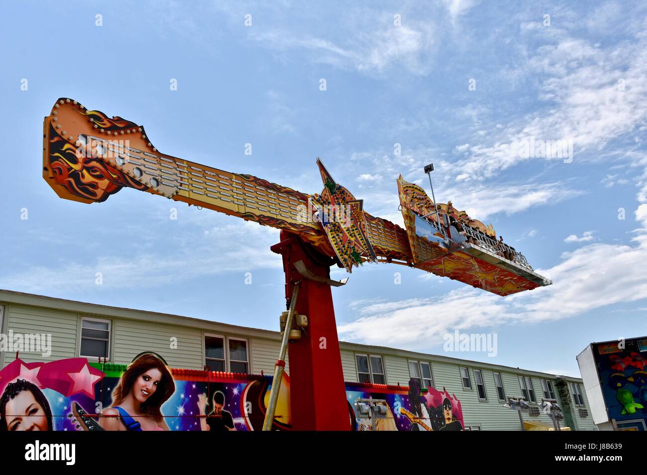 Ocean City boardwalk amusement park rides Stock Photo Alamy