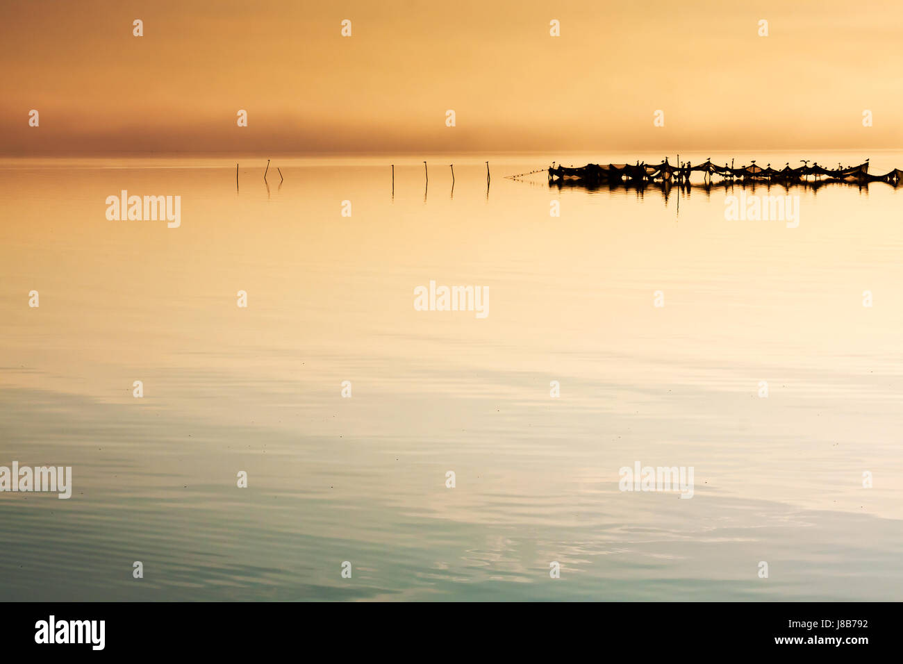 horizon, radio silence, quietness, silence, in the morning, rest, lobster pot, Stock Photo