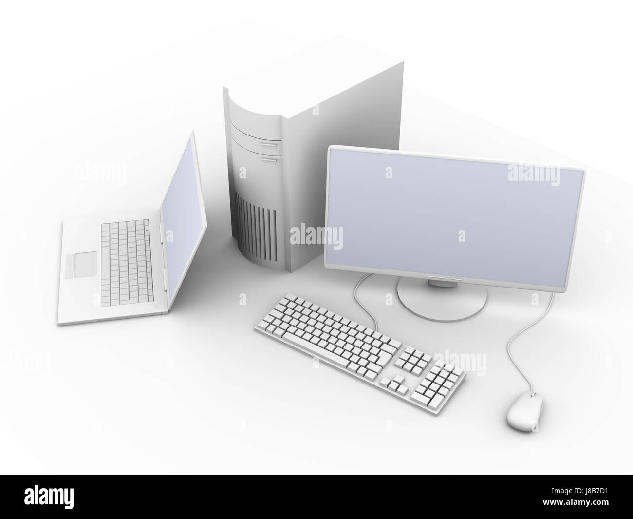 tower, office, laptop, notebook, computers, computer, keyboard, PC, isolated, Stock Photo