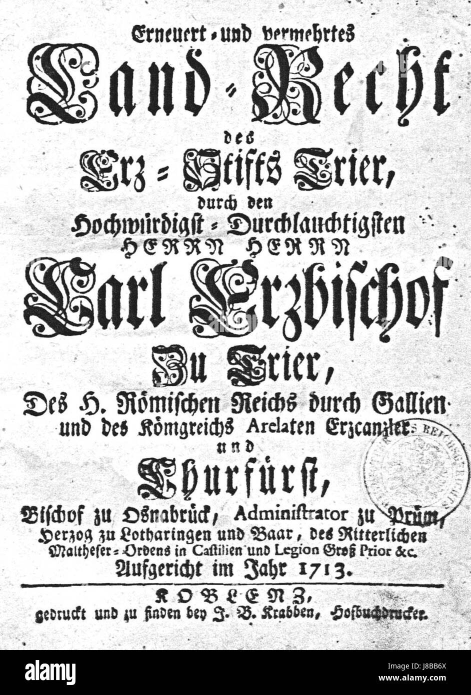 Krabben Buch 1713 Stock Photo