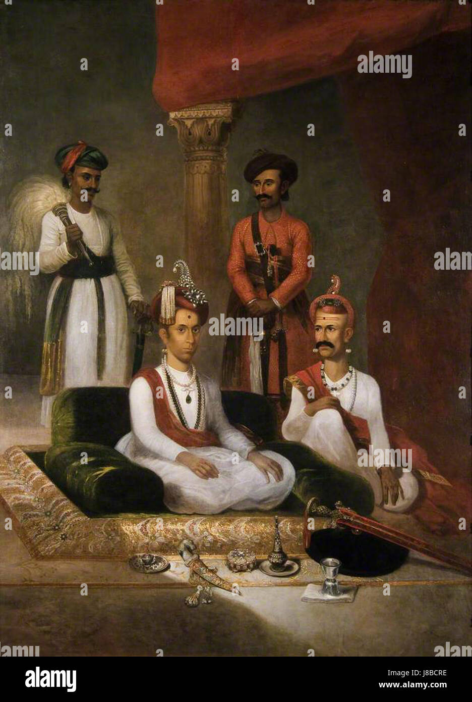 Madhav Rao Narayan, the Maratha Peshwa with Nana Fadnavis and Attendants Stock Photo