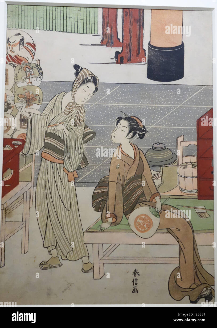 Osen Example This print by Suzuki Harunobu, depicting Kasamori Osen and a fan hawker ...