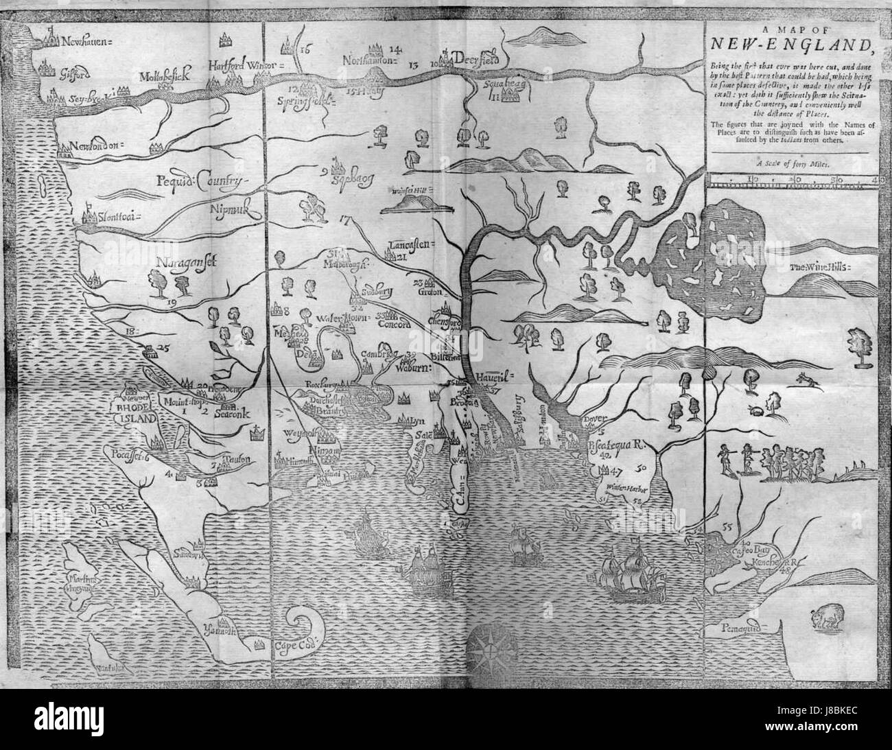 Hubbard map 1677 Stock Photo Alamy
