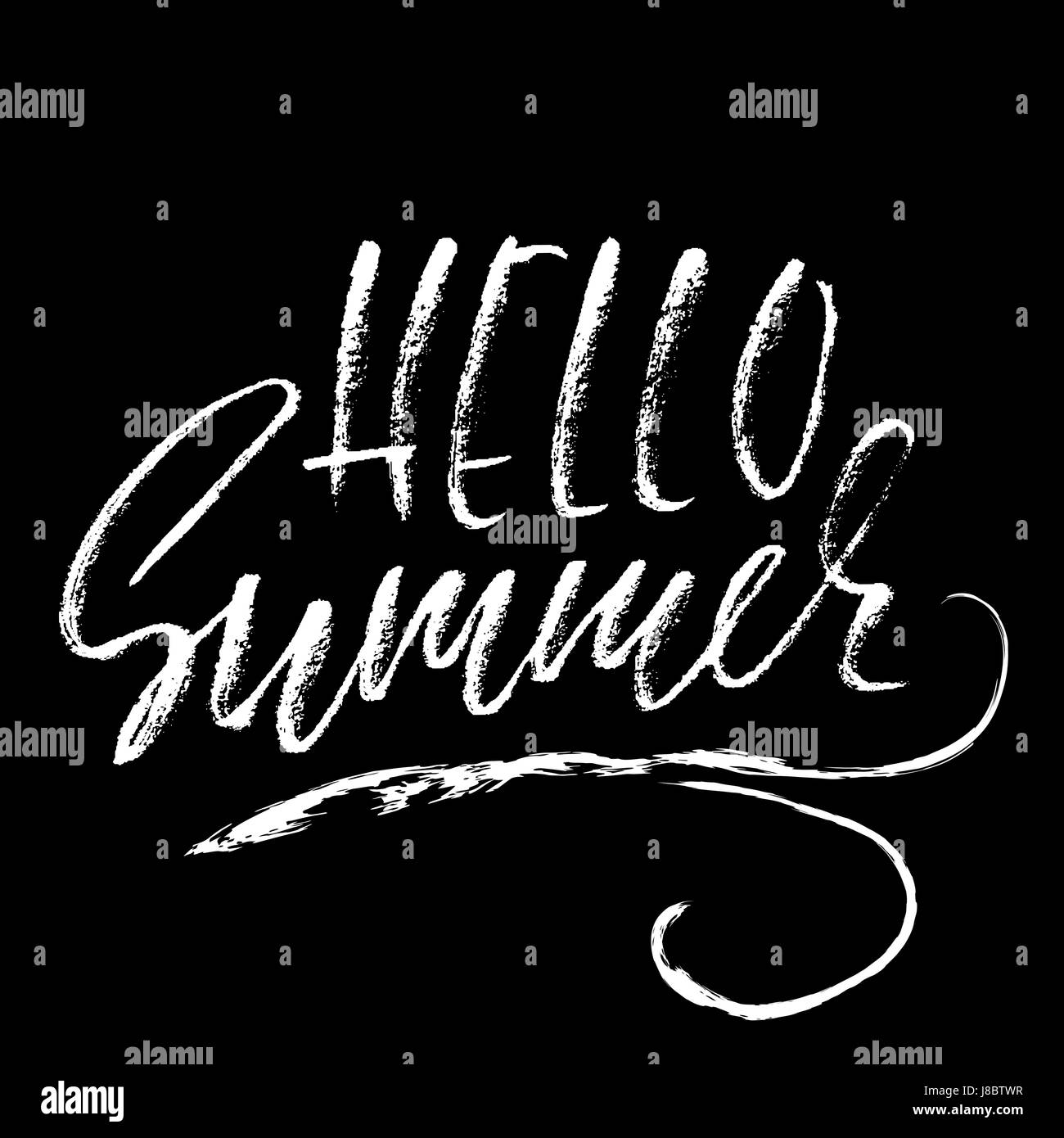 Hello summer hand drawn lettering isolated on white background for your ...