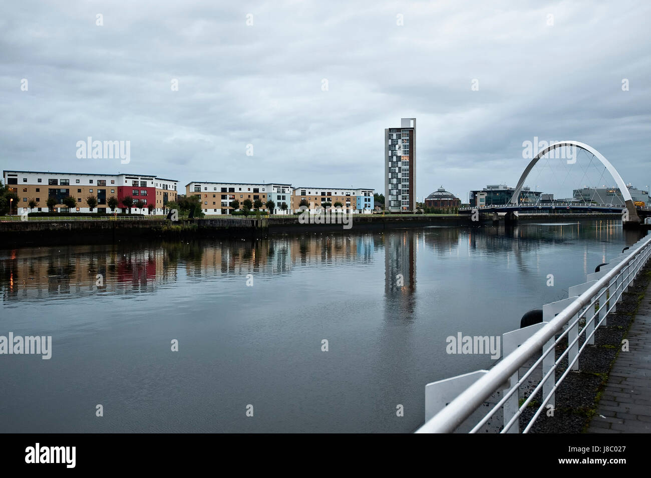 bridge, arc, scotland, glasgow, city, town, bridge, night, nighttime, centre, Stock Photo