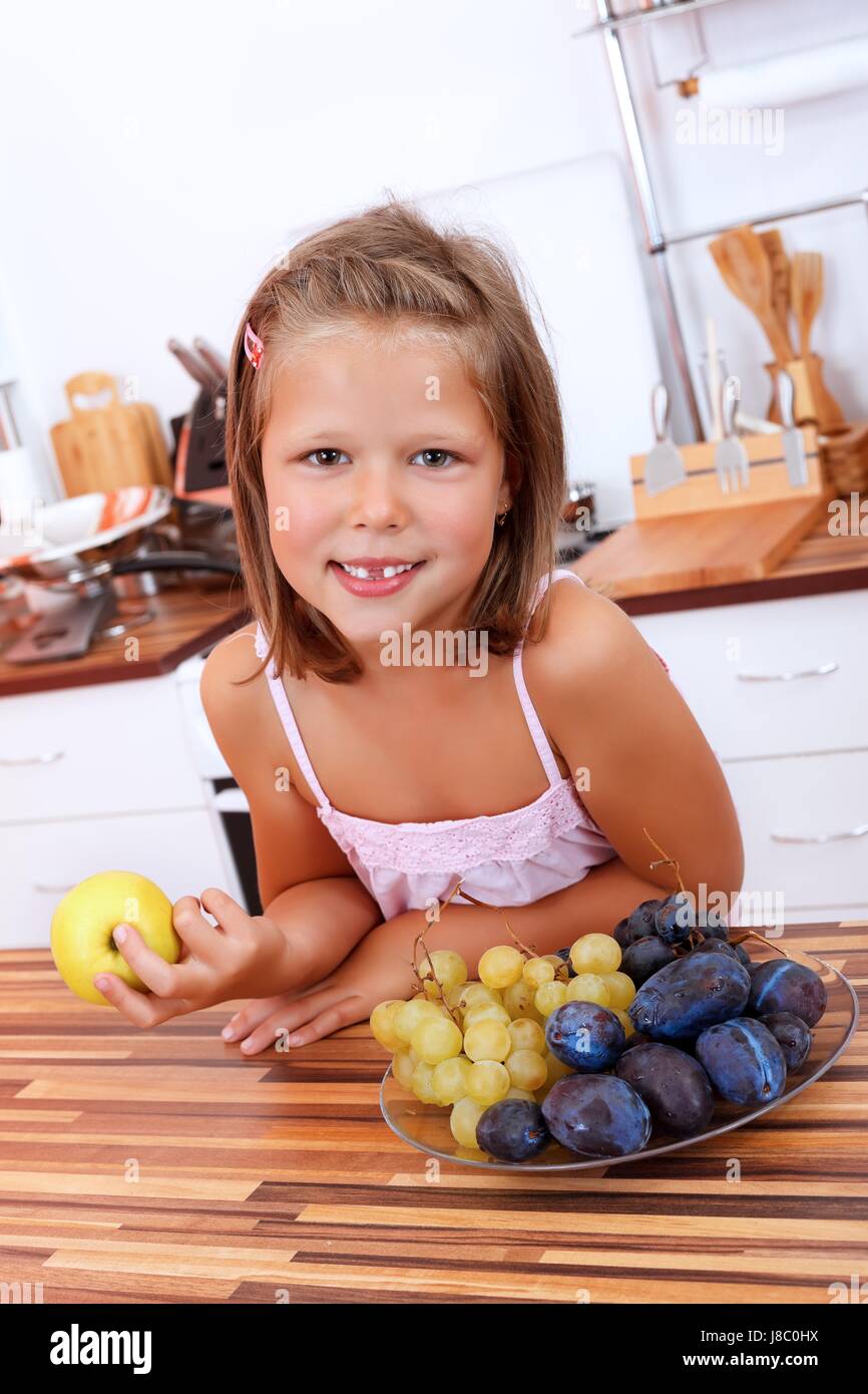 fruit, kitchen, cuisine, chef, plum, child, apple, fresh, home, laugh