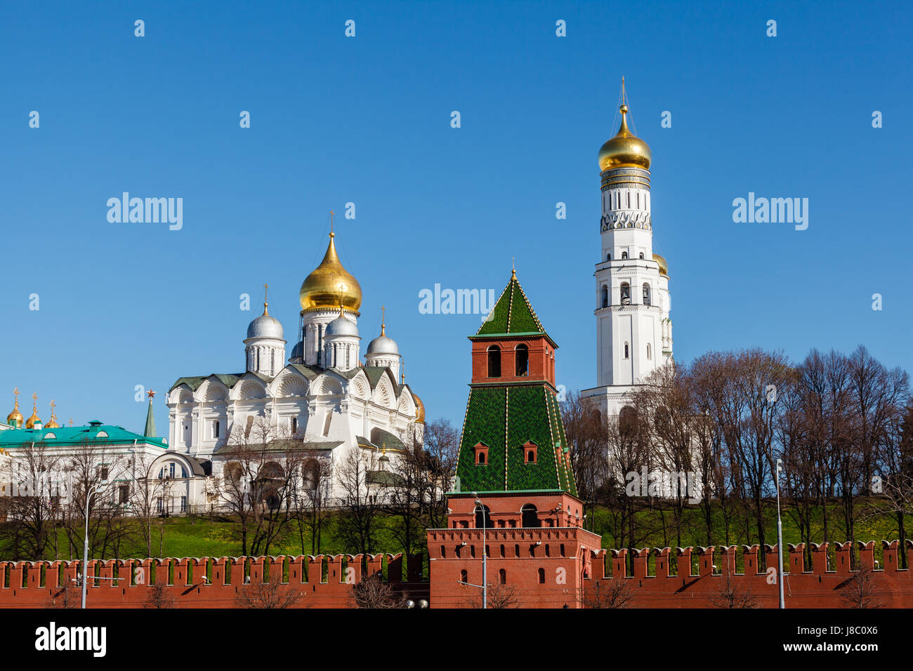 Moscow Kremlin Wall and Ivan the Great Bell Tower, Russia Stock Photo