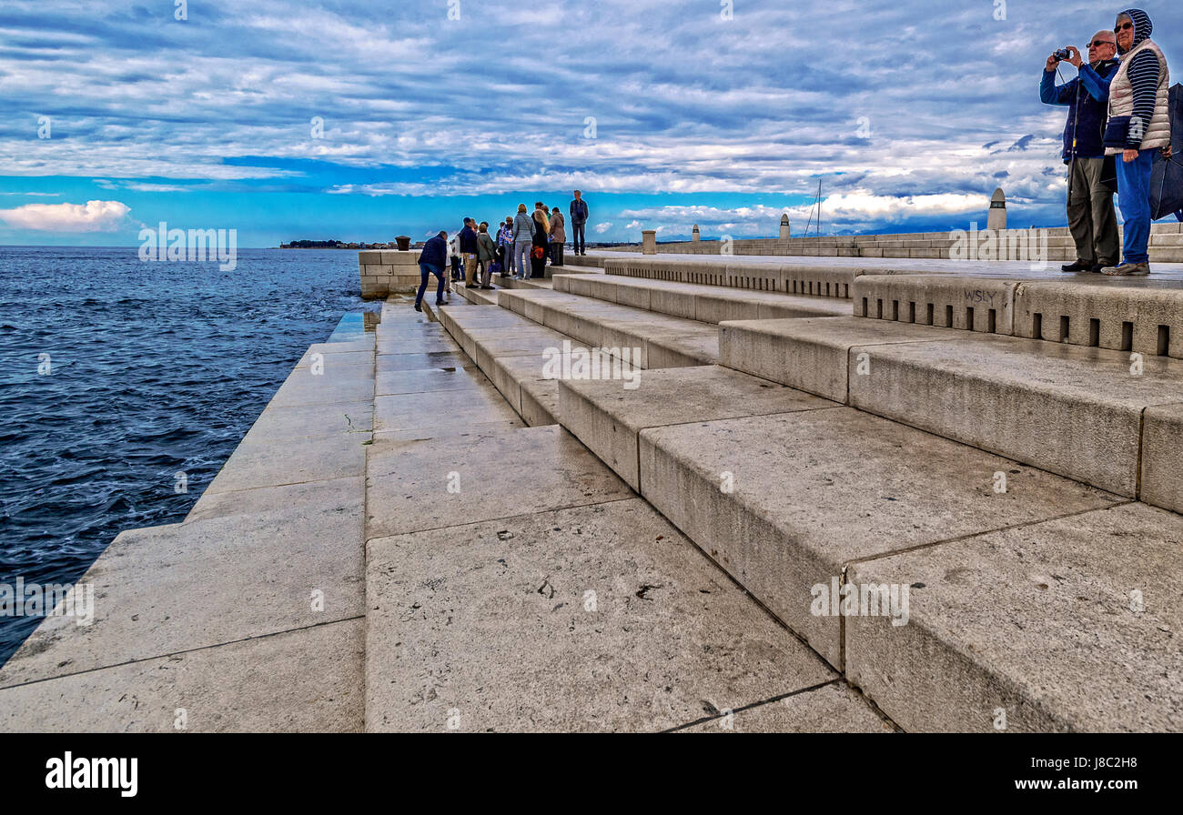 Dalmatia Zadar art installations on the waterfront  - sea organ Stock Photo