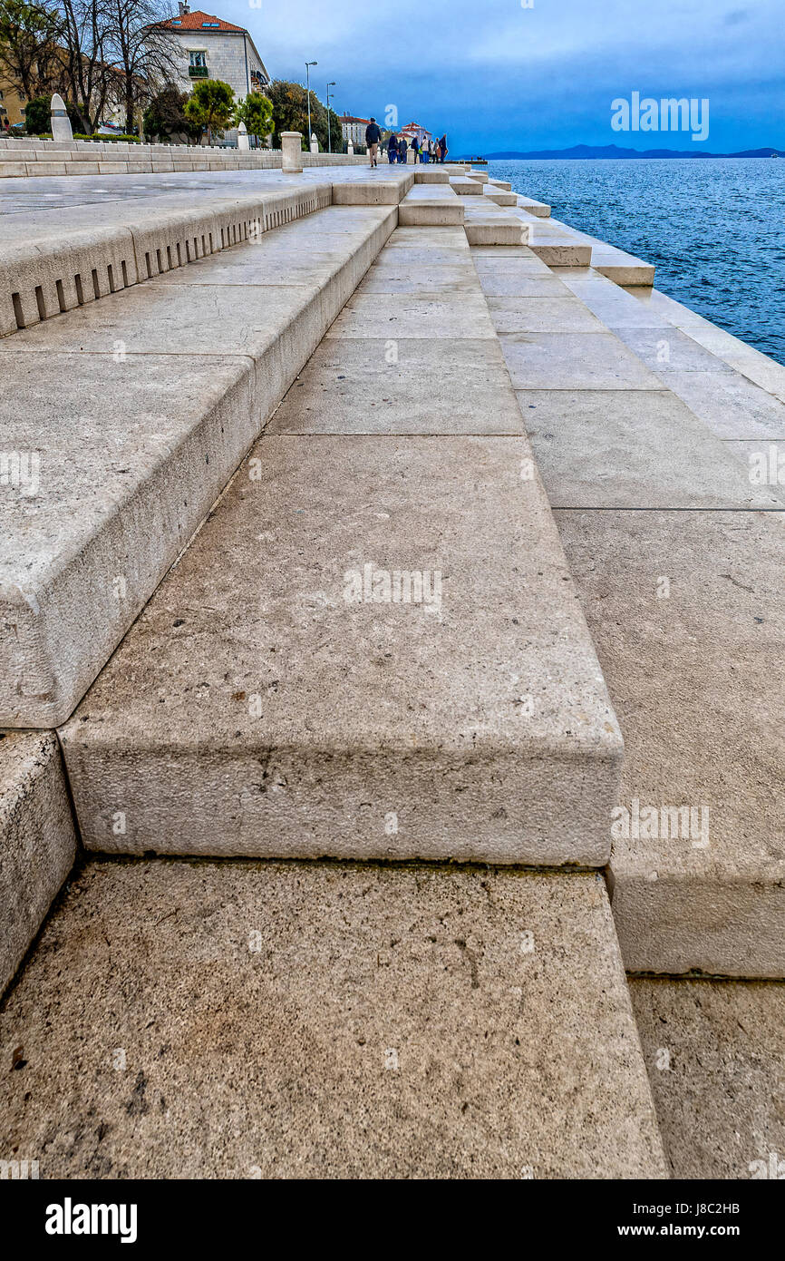 Dalmatia Zadar art installations on the waterfront  - sea organ Stock Photo