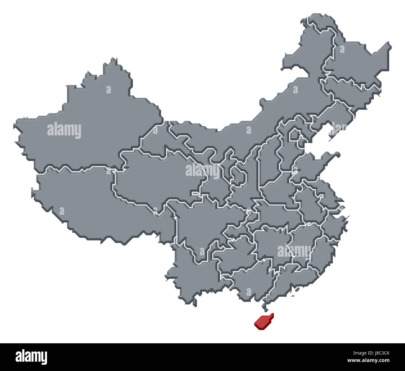 china, map, atlas, map of the world, profile, symbolic, political, colour, Stock Photo