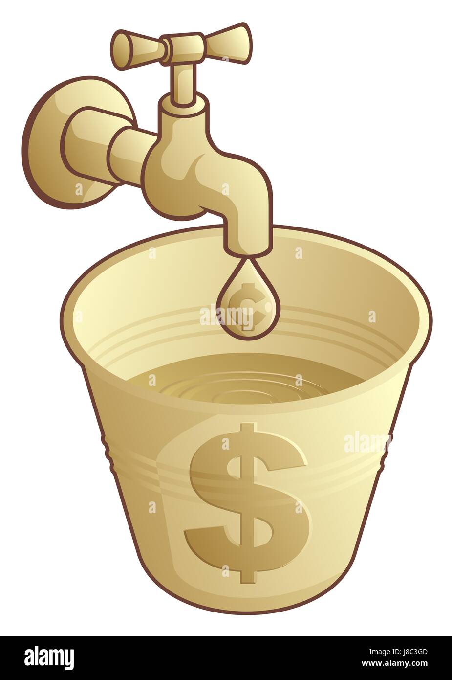 dollar, dollars, golden, bucket, drip, cent, banking, economy, drop