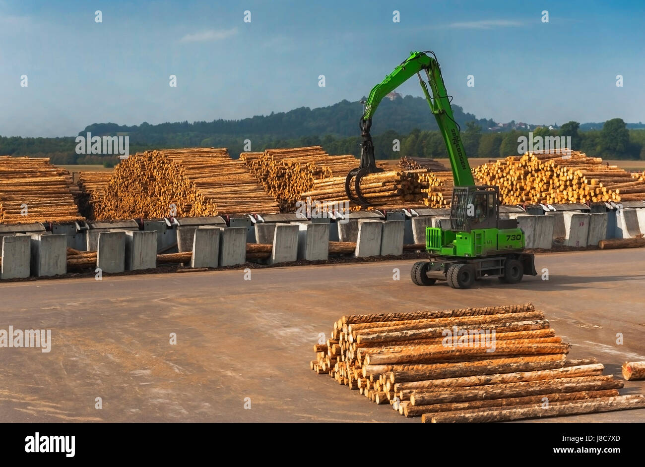 Modern sawmill plant in German countryside Stock Photo