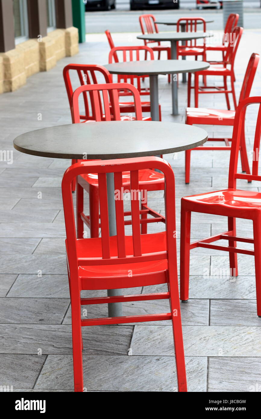 Outdoor metal cafe table and chairs Stock Photo
