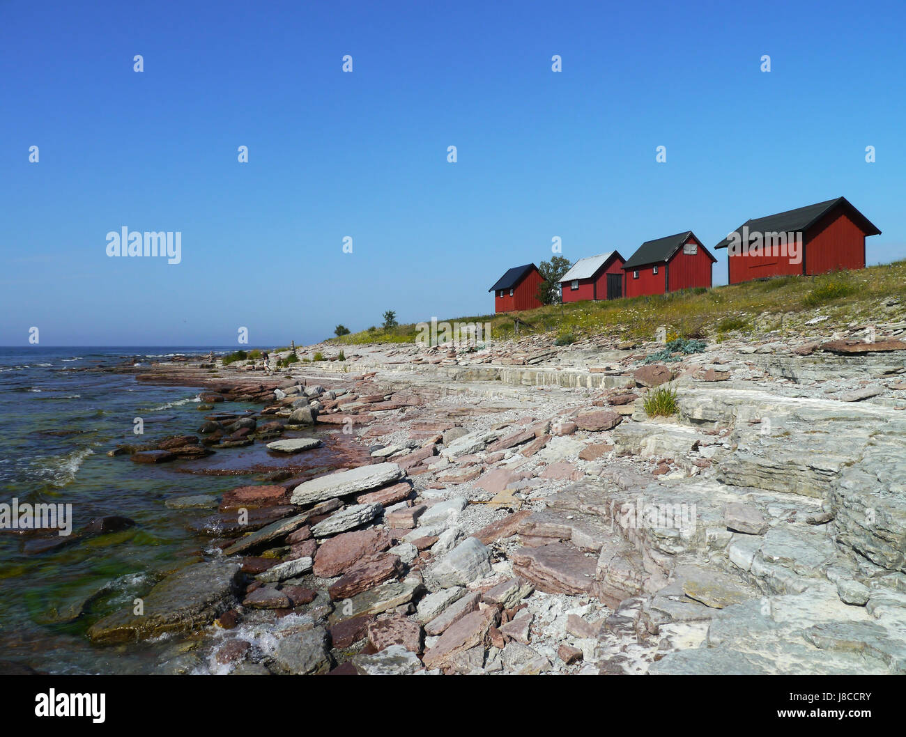 fishermen's cottages on land Stock Photo