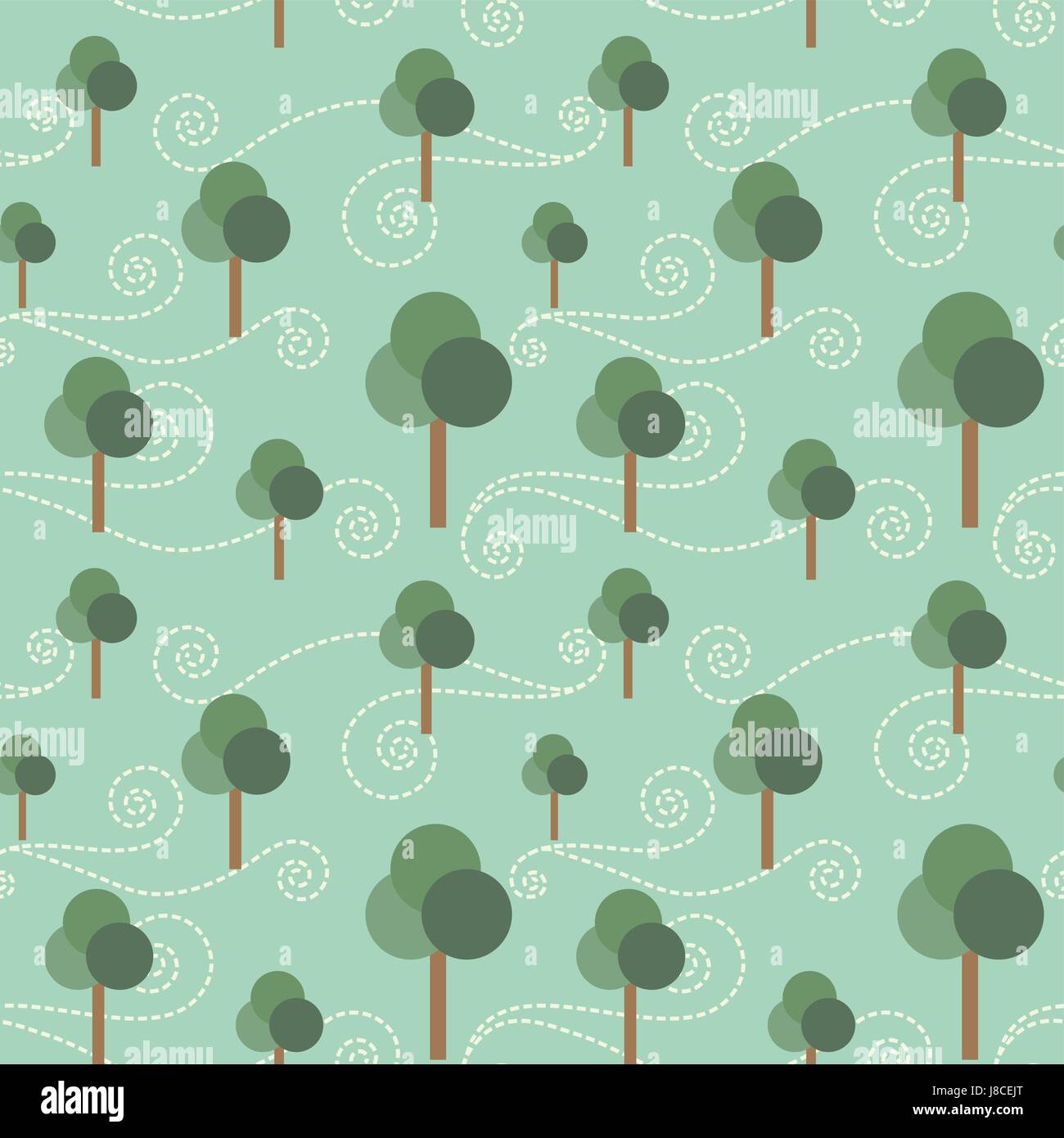 Trees and wind retro vector seamless pattern background 1 Stock Vector ...