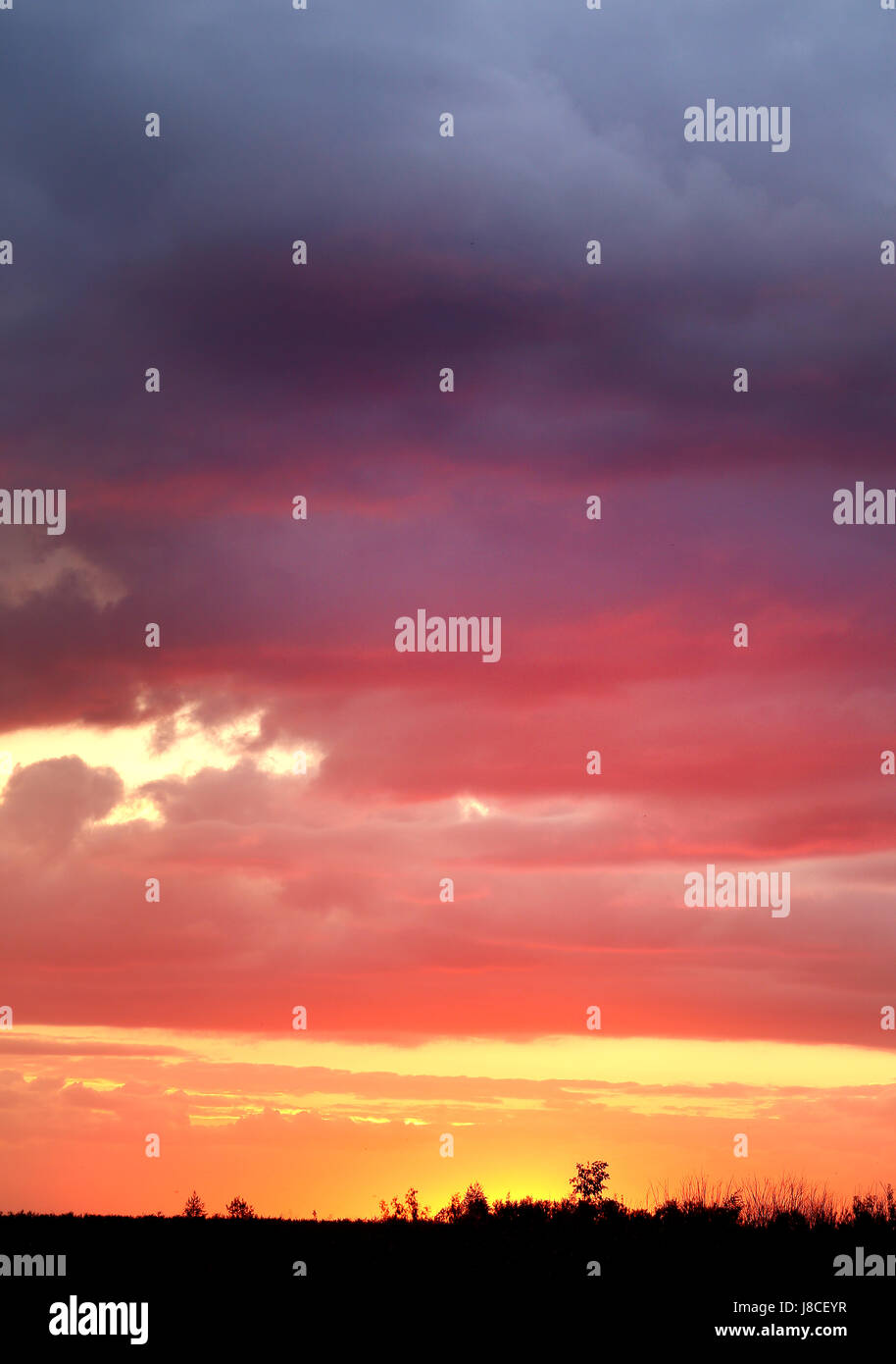 Beautiful sunset on a background of clouds in the sky Stock Photo - Alamy