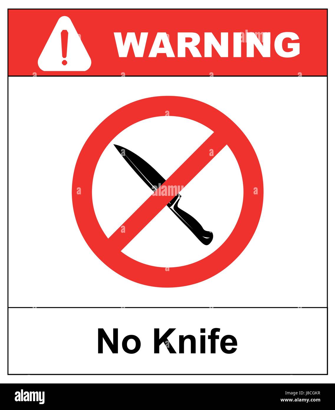 No knife no weapon prohibition sign sign on white background.vector illustration Stock Vector
