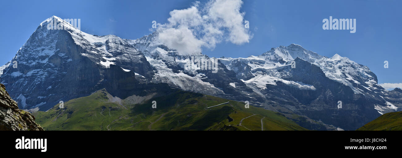 switzerland, glacier, monk, triumvirate, virgin, big, large, enormous, extreme, Stock Photo