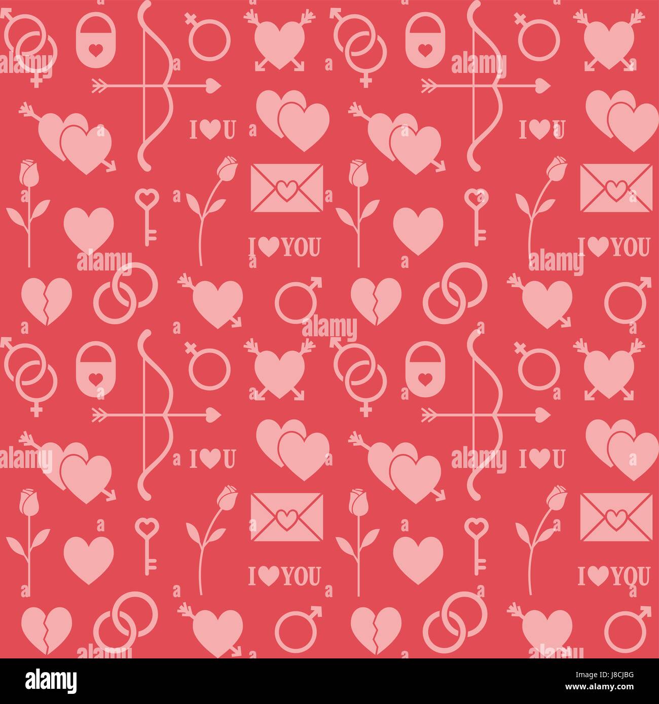 Vector seamless pattern background with romantic love icons 1 Stock ...