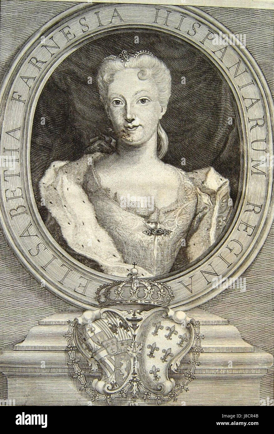 Drawing of Elisabeth Farnese, Queen of Spain in 1734 Stock Photo