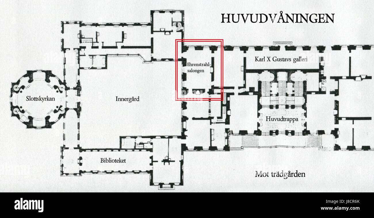 Drottningholms slott Ehrenstrahlsalongen plan Stock Photo