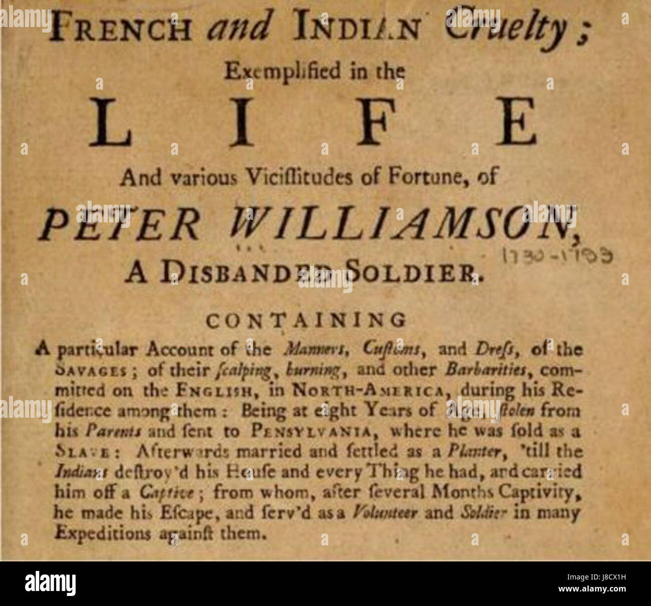 French and Indian Cruelty title page Stock Photo Alamy