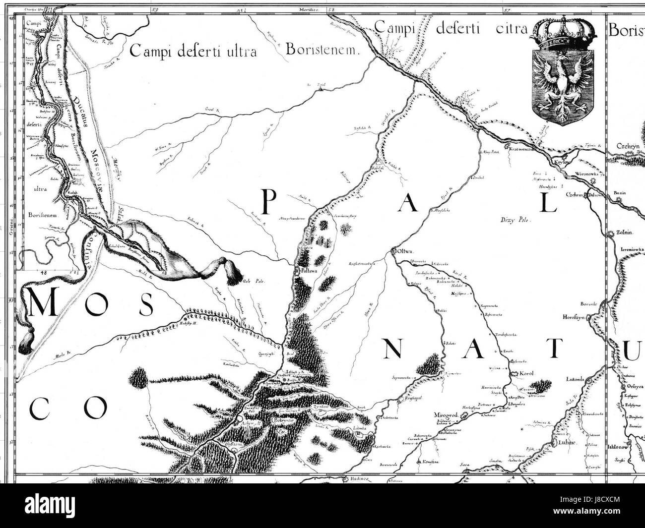 Govtva map ua 1650 Boplan Stock Photo