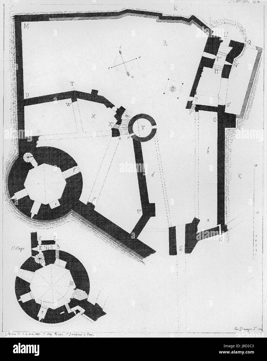 Historical map showing layout Black and White Stock Photos & Images - Alamy