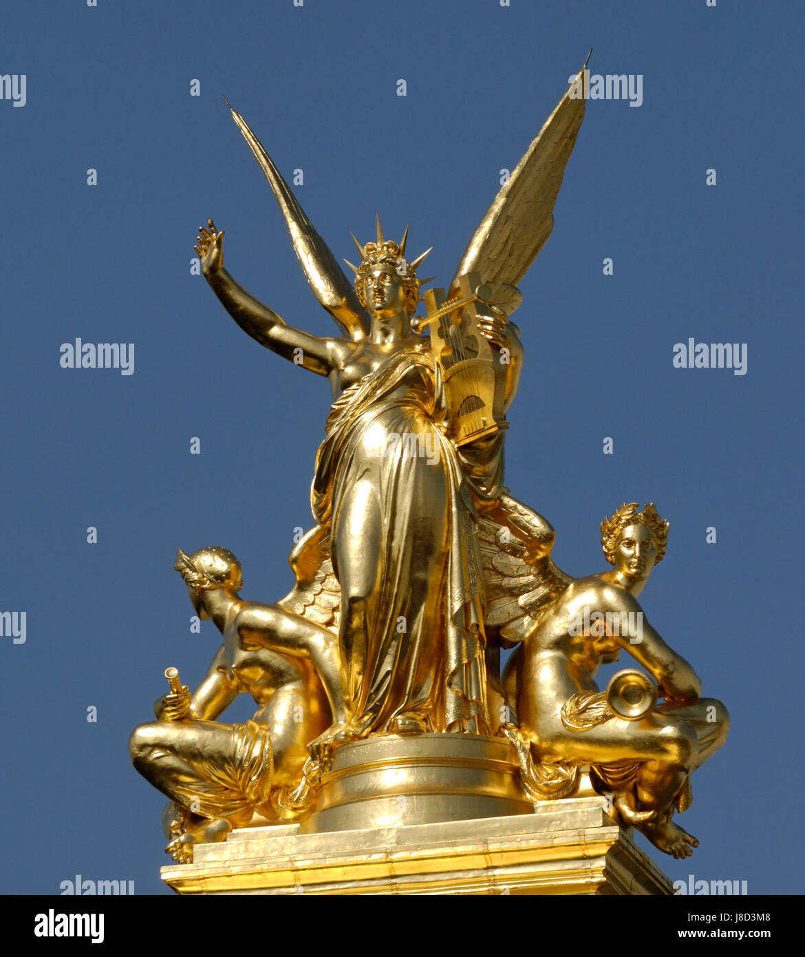 This piece by Harmony Gumery depicts the Palais Garnier, the famous opera house in Paris. Known for its grand architecture and cultural significance, the Palais Garnier is a symbol of French artistic achievement and is a key cultural landmark in the city. Stock Photo