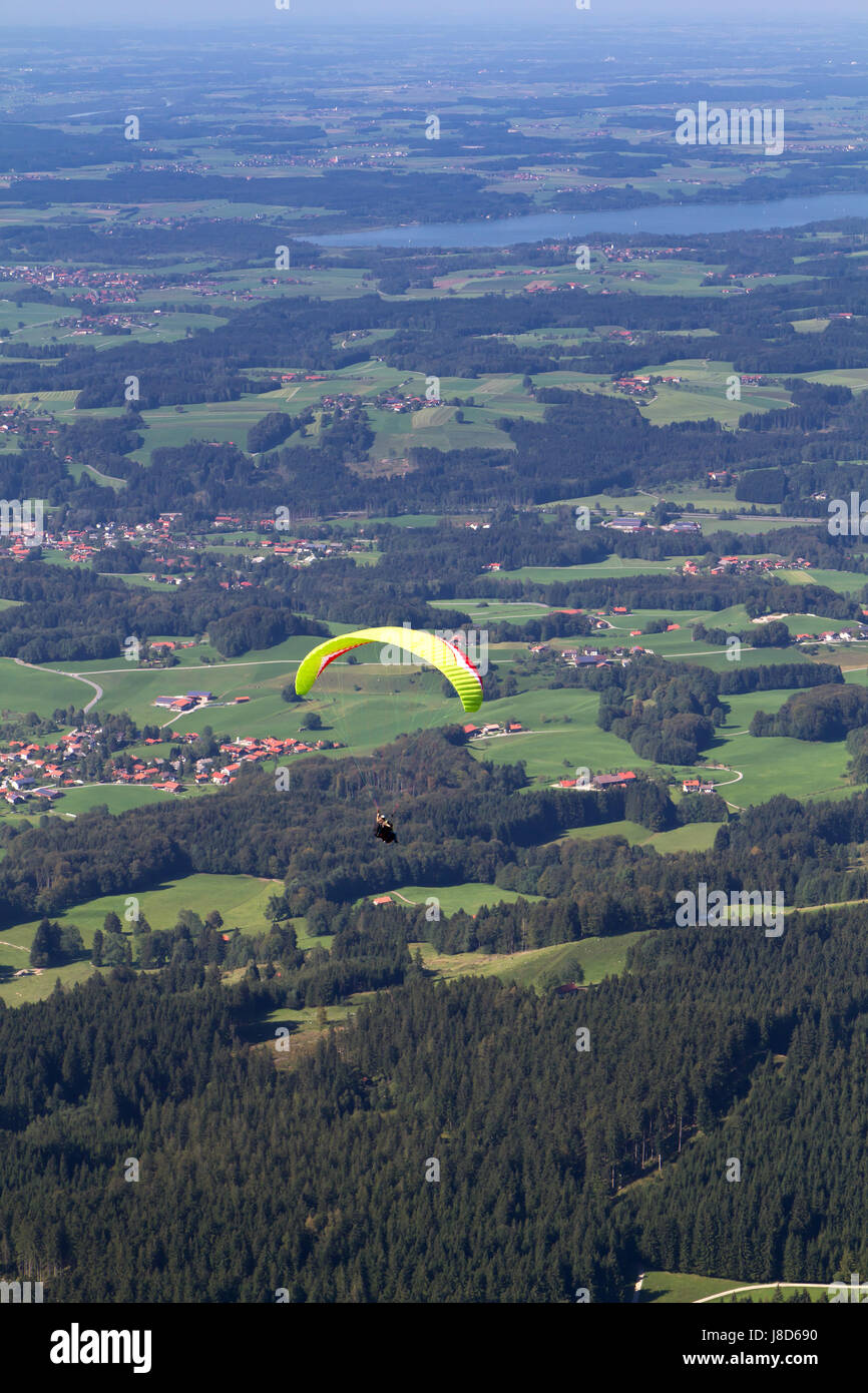 paragliders in chiemgau,bayern Stock Photo