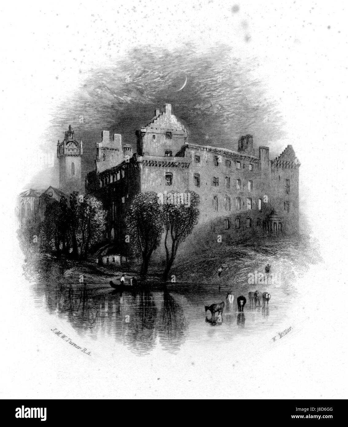 Linlithgow proof engraving by William Miller after Turner R548 Stock