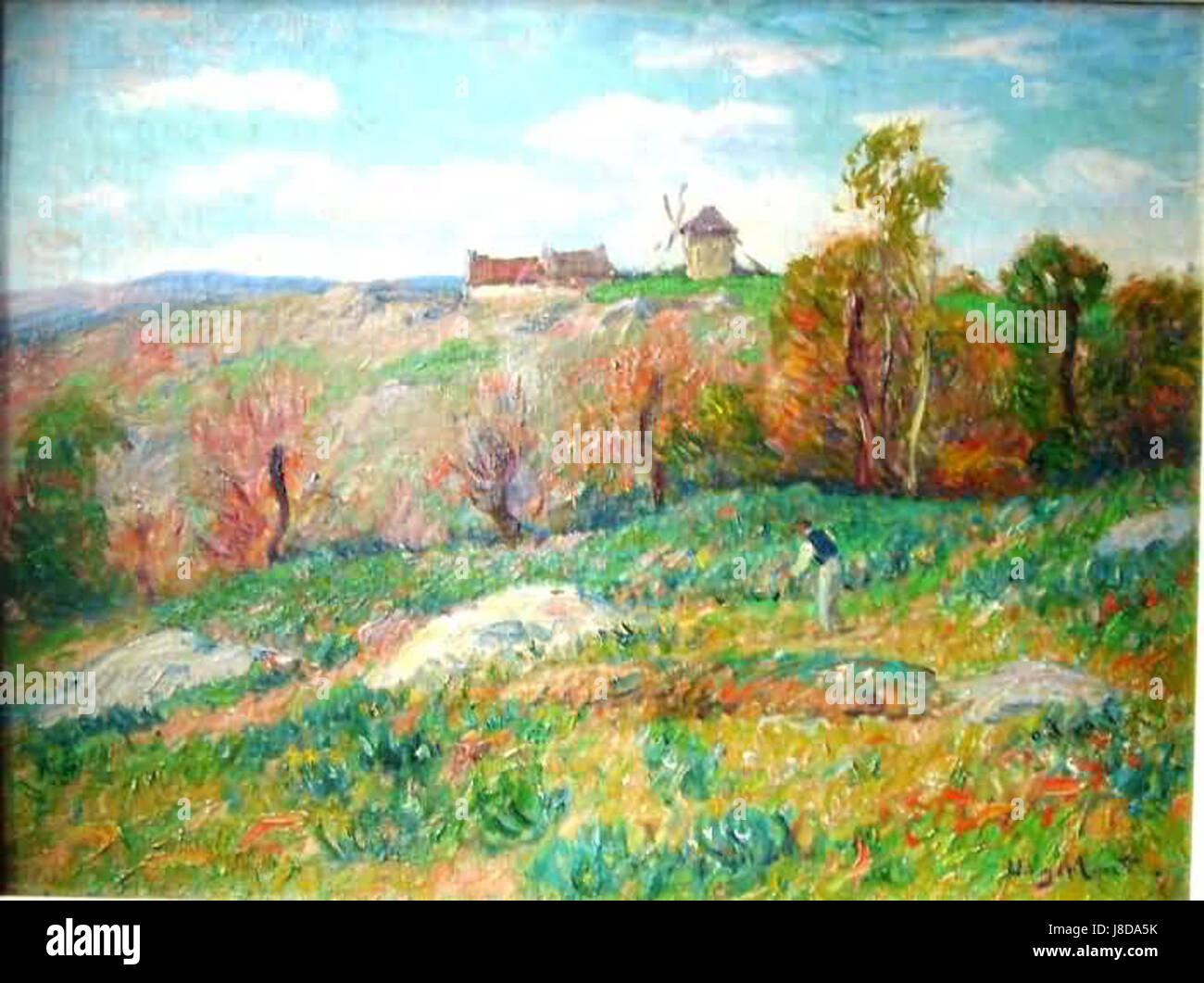 Henry Moret landscape with man Stock Photo