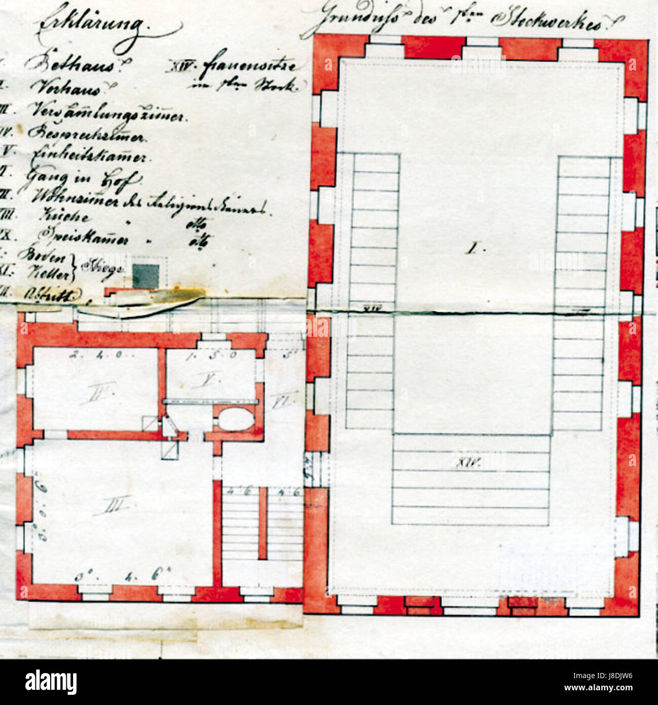 Drawing 1st syna of Teschen Cieszyn Stock Photo