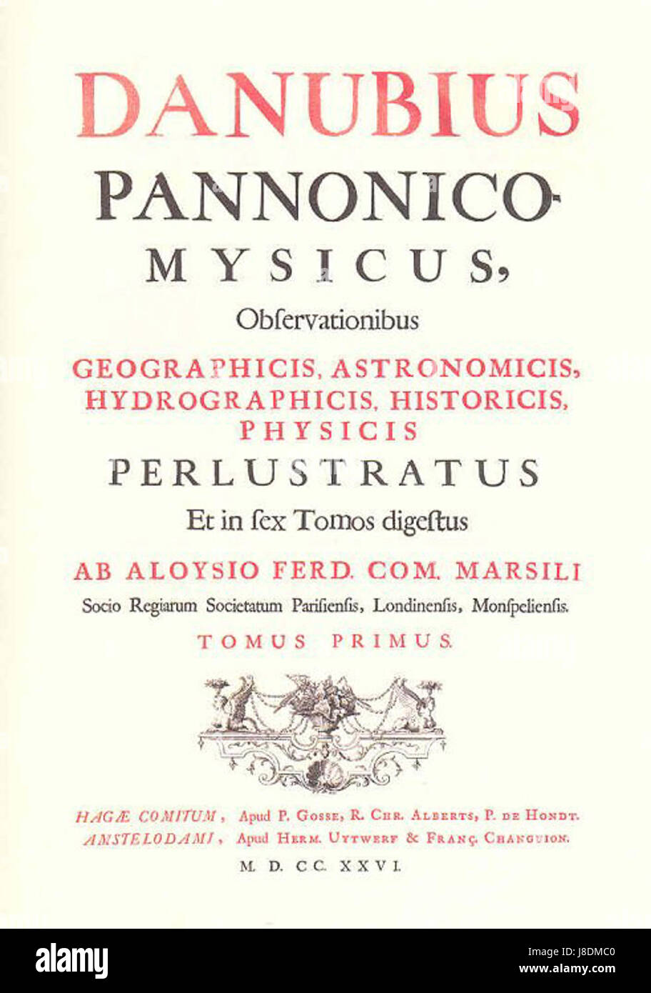 Front Cover of Danubius Pannonico Mysicus 1726, Vol 1 by Marsigli Stock Photo