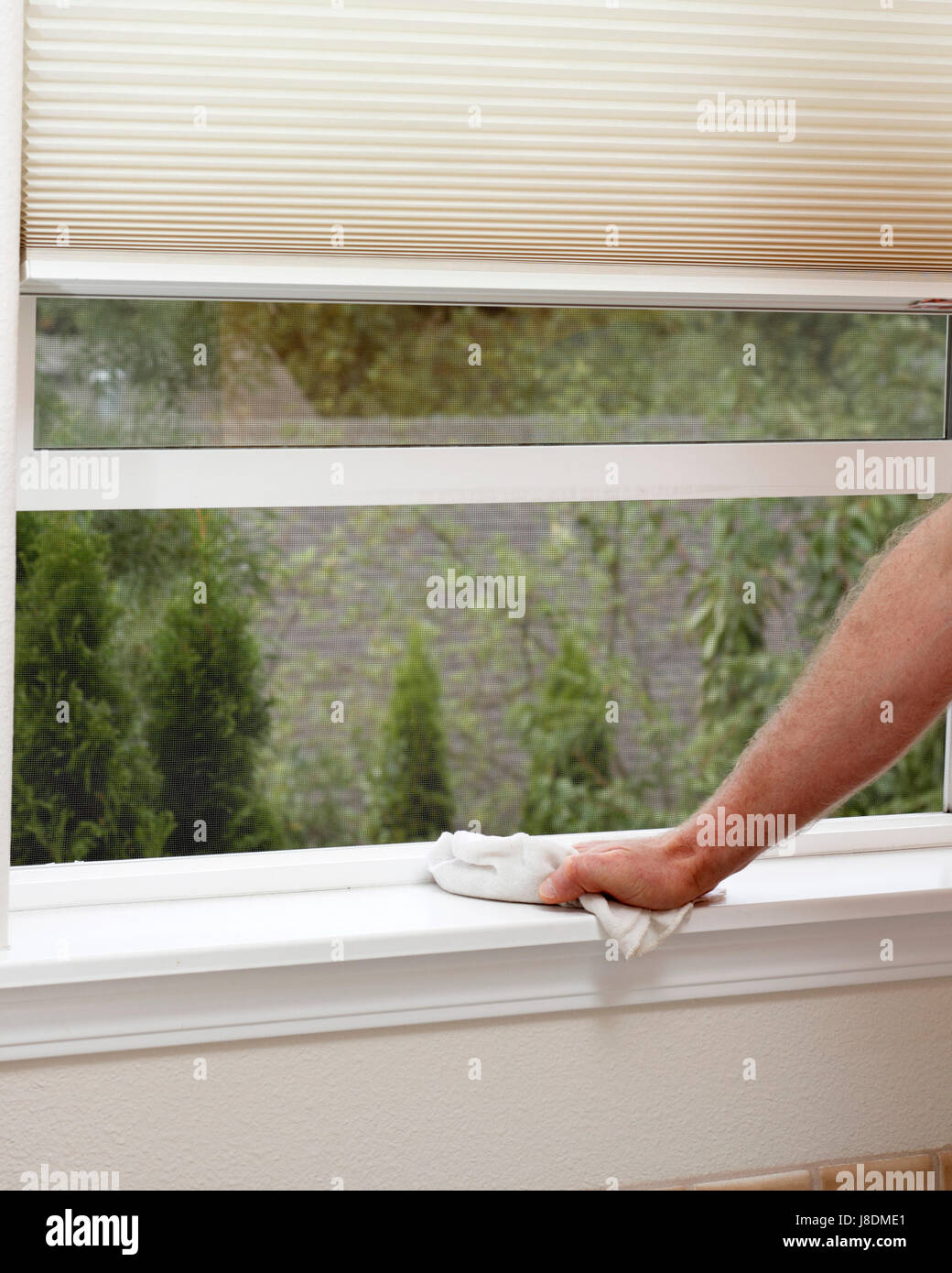 hand, window, porthole, dormer window, pane, dust, sill, rag, allergies