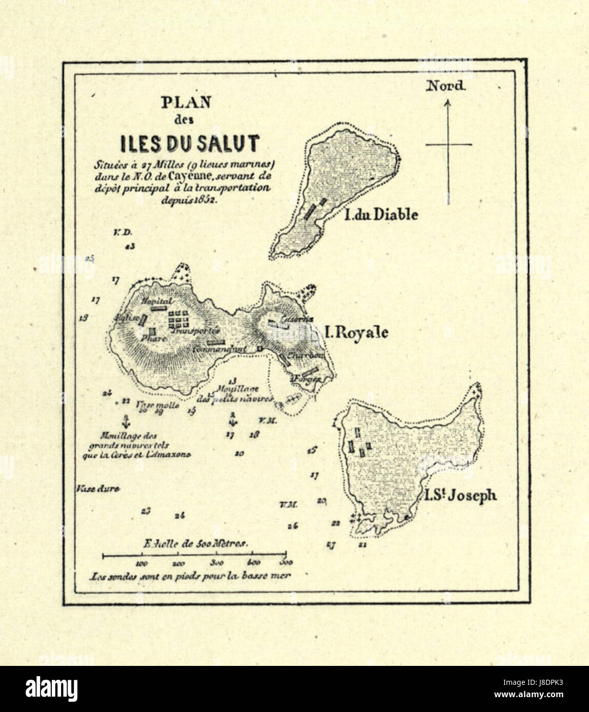 Iles du Salut Carte 1852 Stock Photo - Alamy
