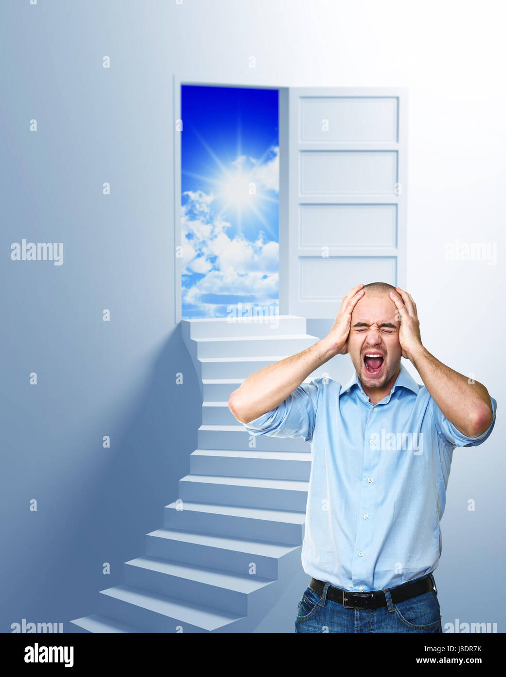 portrait, problem, solution, stress, stressed, man, cloud, portrait ...