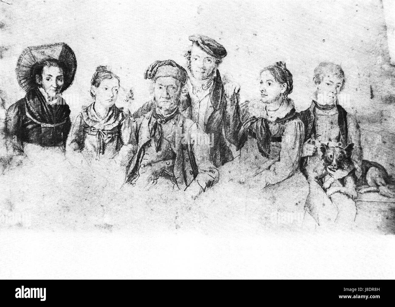 JB Isenring   Gruppenbild der Fam Isenring ca.1823 Bleistift aP (FPh47) Stock Photo