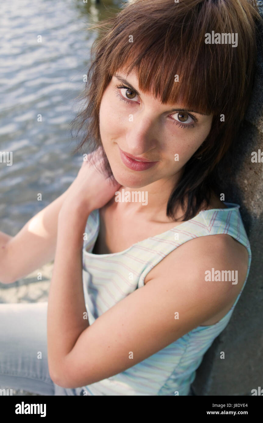 woman, person, young, younger, woman, laugh, laughs, laughing, twit, giggle, Stock Photo