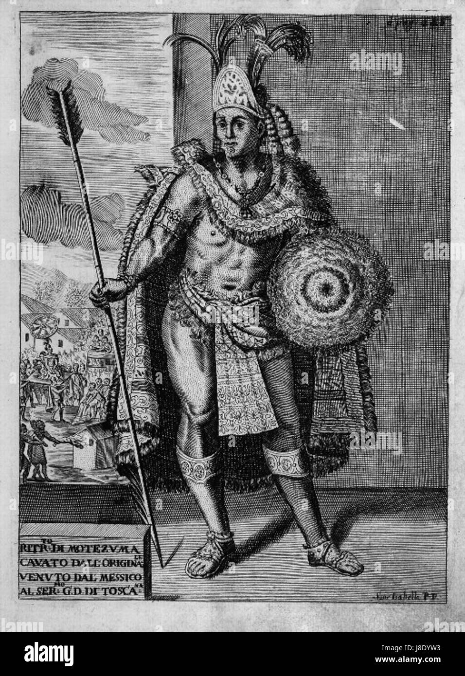 Motecuzoma Xocoyotzin was the ninth Aztec emperor, known for his leadership during the arrival of Spanish conquistadors and the fall of the Aztec Empire. Stock Photo