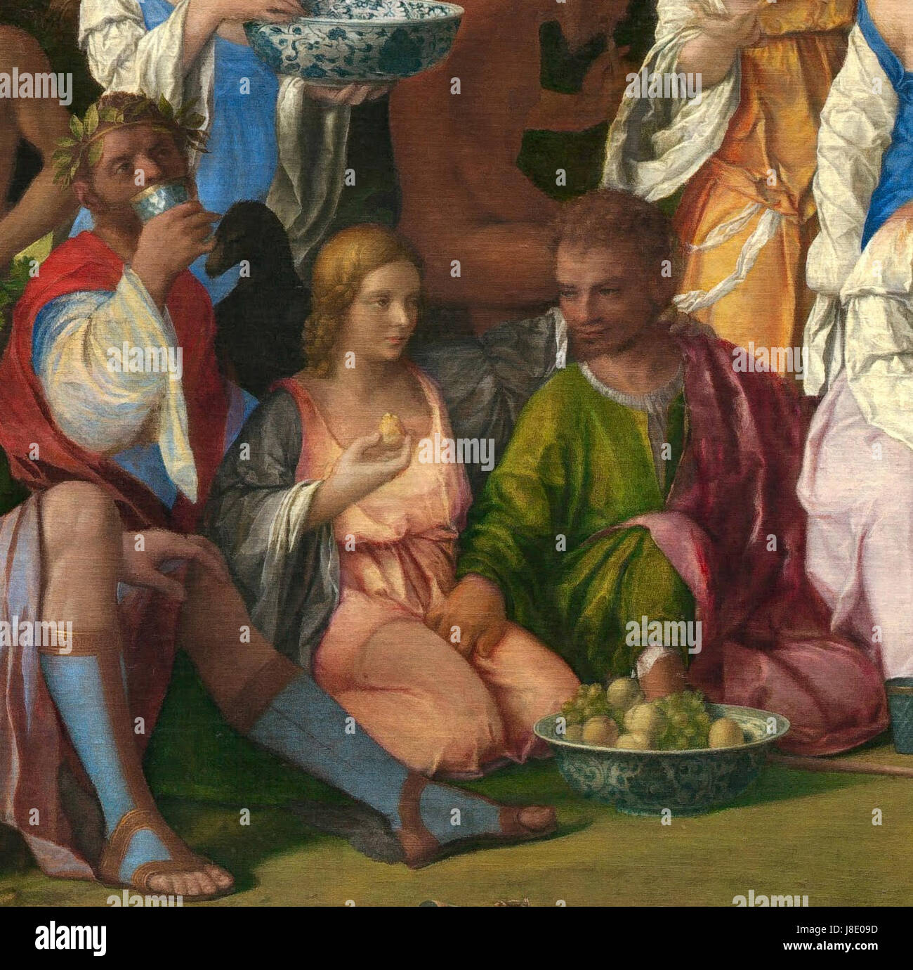Giovanni Bellini and Titian The Feast of the Gods Detail Lovers Stock ...