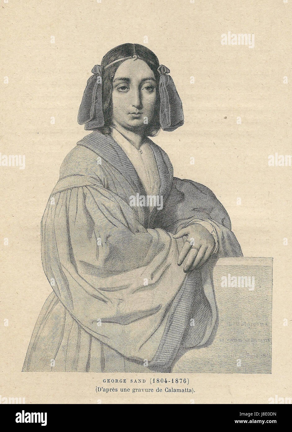 The gravure of George Sand is an artistic depiction of the famous ...