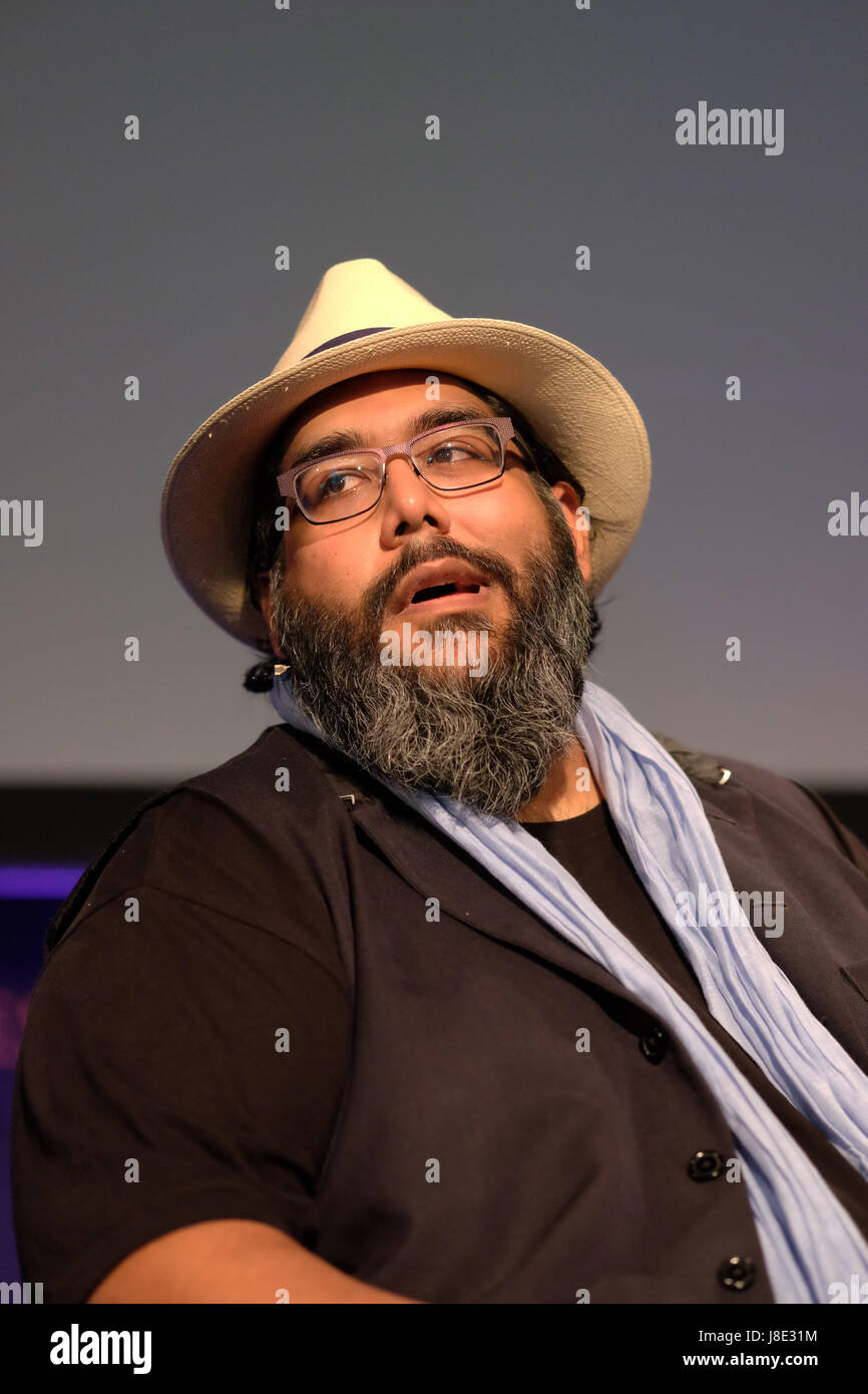 Hay Festival 2017 - Hay on Wye, Wales, UK - Sunday 28th May 2017 - Journalist Abdul Rehman-Malik on stage at the Hay Festival talking about Enlightenment and Jihad - Credit: Steven May/Alamy Live News Stock Photo